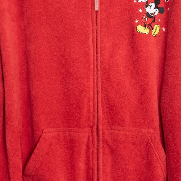 Disney Size 2X Mickey Mouse Red Fleece Hoodie Jacket With Zip & Pockets - Picture 3 of 8
